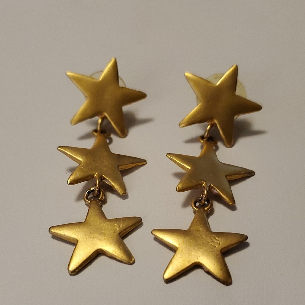 Gold Star Dangle Earrings